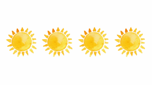 Durch Feng Shui mehr Kreativität im Arbeitszimmer: Hier siehst du vier Sonnen nebeneinander als Deko-Elemente.